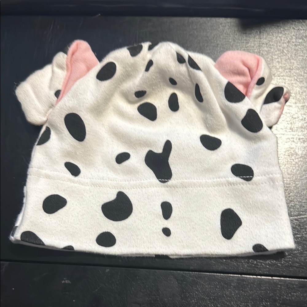 Disney Baby: 6-12 months White and Black Dalmatian Hat with Pink Accents